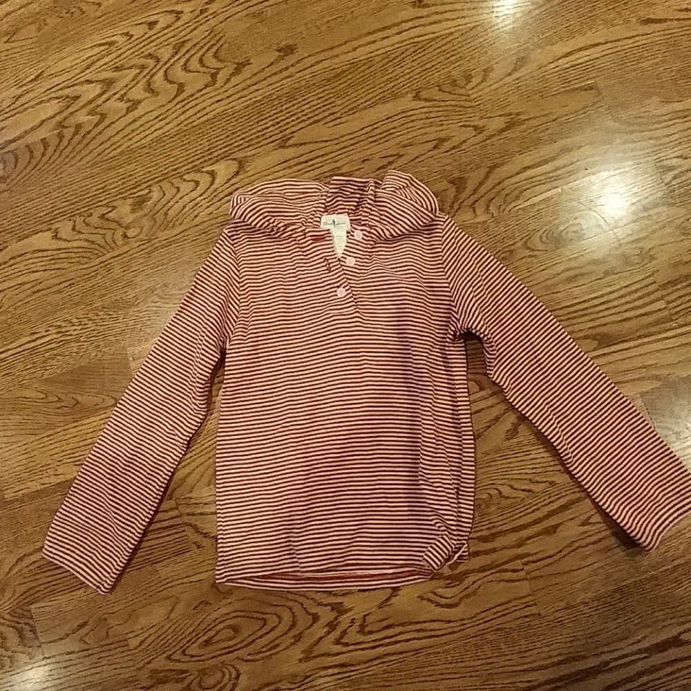 Olive Juice  red and white, ruffled collar shirt